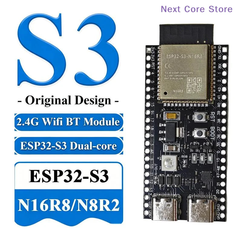ESP32-S3 Dual Core Dev Board – 2.4G WiFi & Bluetooth IoT Microcontroller Dev Board HIP