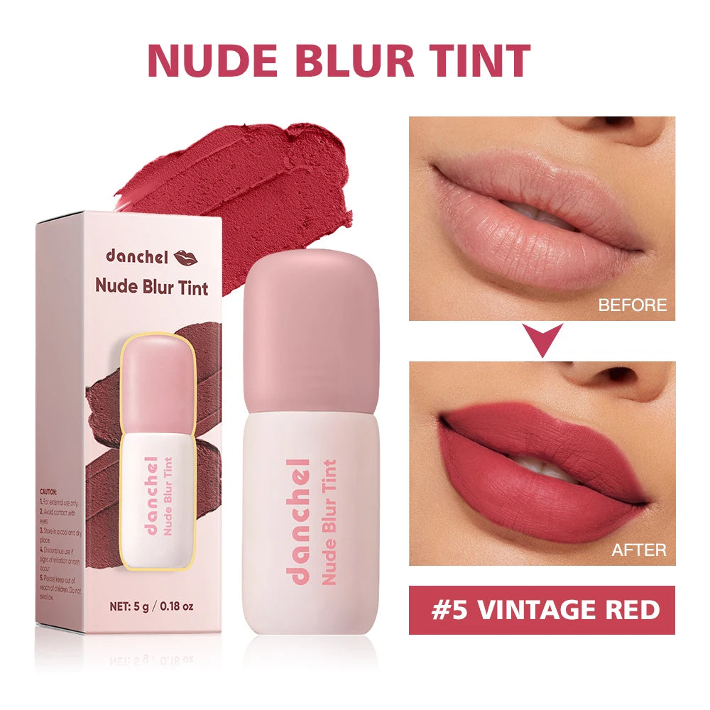 Matte Lip Stain Tint 2‑in‑1 Lip & Cheek Blush Cream Lip Stain Lasting Long Lasting Waterproof Non-sticky Velvet Lip Gloss Makeup HIP