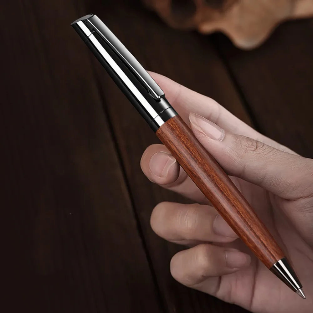 0.5mm Metal Wood Barrel Ballpoint Pen – Smooth Black Ink Metal Ballpoint Pen HIP