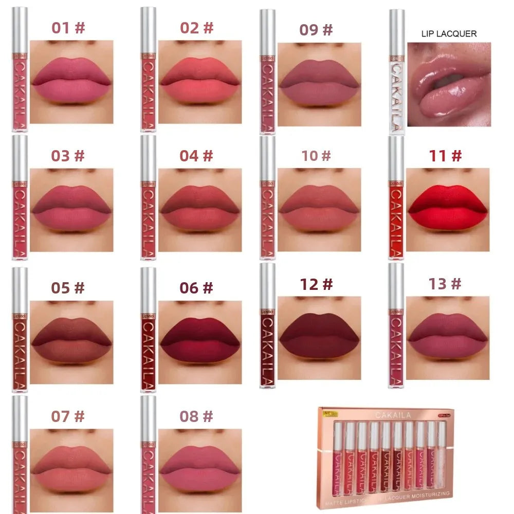 CAKAILA 10-Pc Nude Matte Liquid Lipstick & Lip Gloss Set Lip Gloss Set HIP