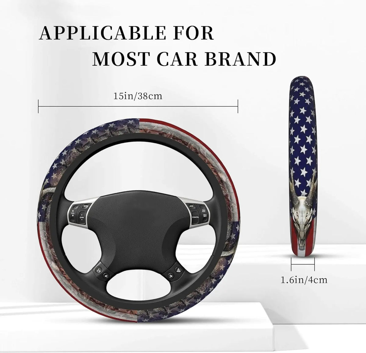 Universal Neoprene Steering Wheel Cover 15 Inch – Black Steering Wheel Cover HIP