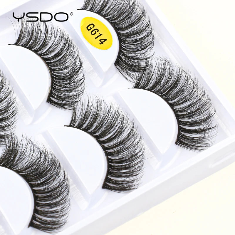 YSDO Eyelashes 3/5 Pairs Natural Long 3D Mink Lashes Fluffy Volume Mink False Eyelashes Cruelty Free Wispy Lashes Makeup Cilios HIP