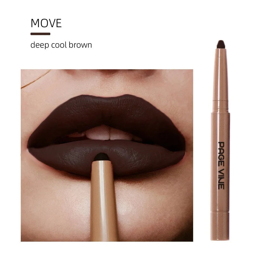 Chocolate Brown Silky Lipliner Pen Peptide Lipgloss Pencil Lasting Matte Nude Pink Lipstick Lip Outline Contour Defind Lip Liner HIP 11-PAGE VINE