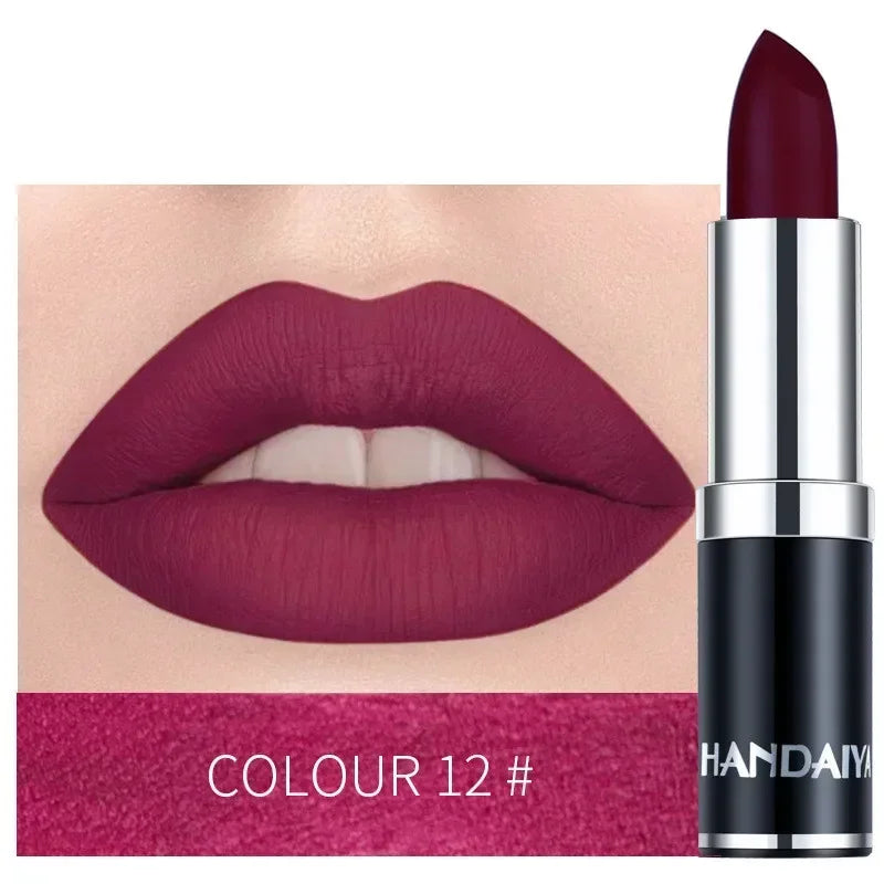 1PC Nude Waterproof Lipstick Matte Pumpkin Color Lipstick Vitamin E Moisturizing Water-Resistant Profissional Lipstick HIP 12