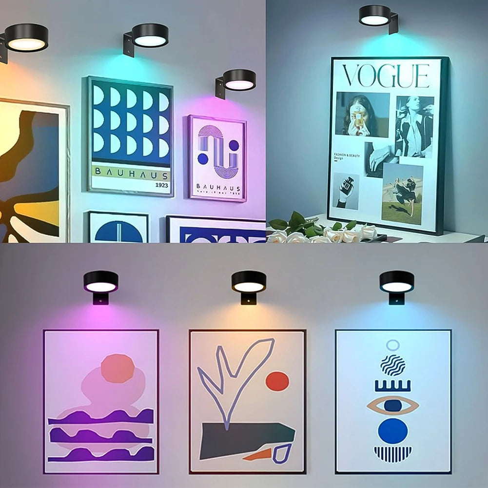 1/2pcs Versatile Wireless Magnetic Remote LED Wall Light Battery Operated Spotlight Ideal For Bedroom Art Display Lighting HIP