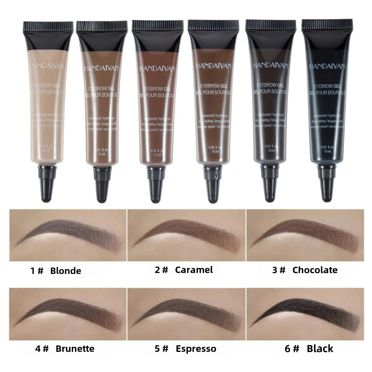 Handaiyan Waterproof Eyebrow Tint Gel – 6 Shades & Dual Brush Eyebrow Tint Gel HIP