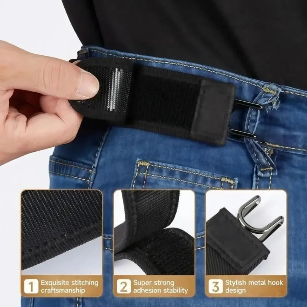 Unisex Buckleless Elastic Belt – Metal Hook Adjustable Waistband Elastic Waist Belt HIP