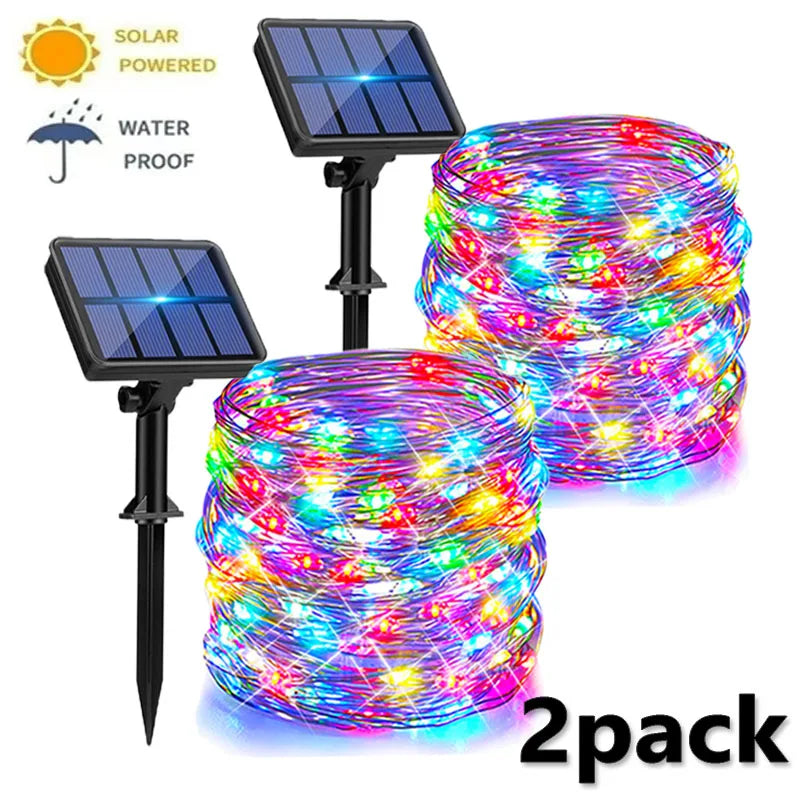 4-Pack Solar Fairy String Lights Outdoor – 8 Modes IP67 Solar String Lights HIP multicolor 2pack 42m 400LED