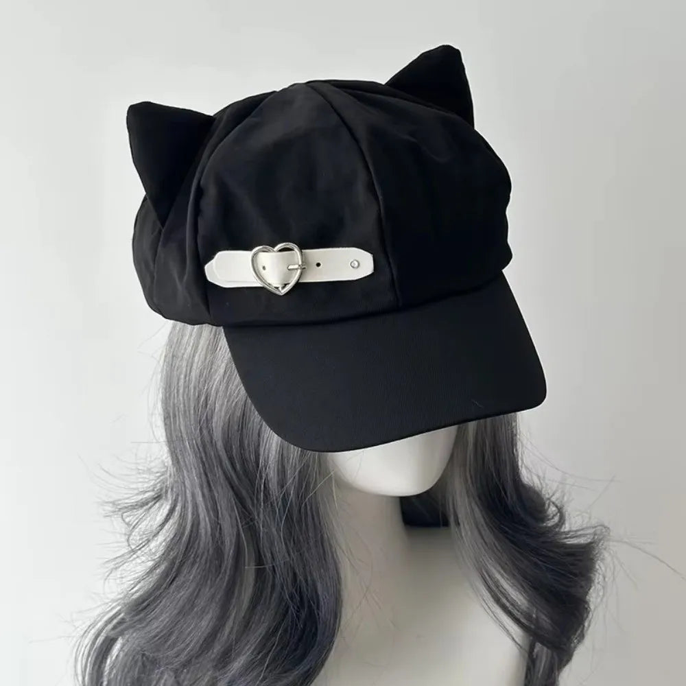Y2K Cat Ears Lolita Beret Hat – Harajuku Gothic Flat Cap Lolita Beret Hat HIP