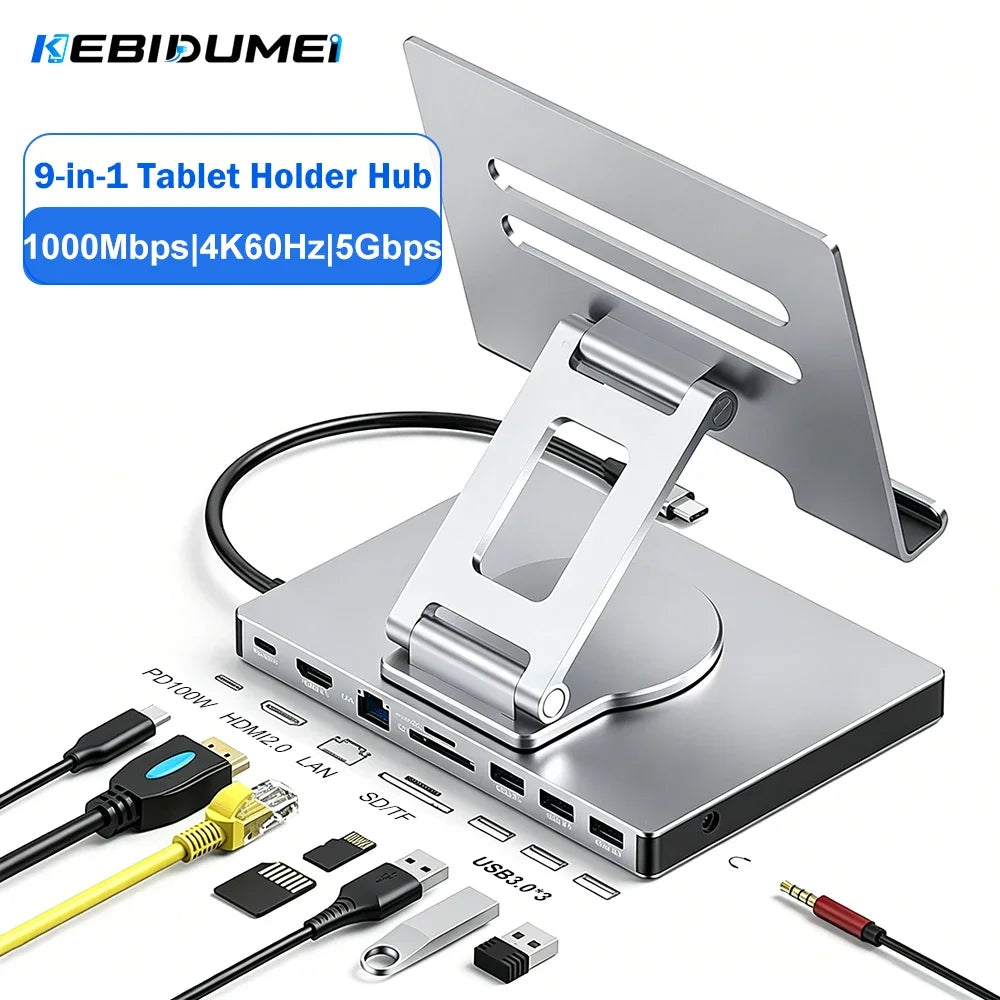 KEBIDUMEI 9-in-1 USB-C Docking Station | 4K HDMI, 100W PD USB-C Docking Station HIP
