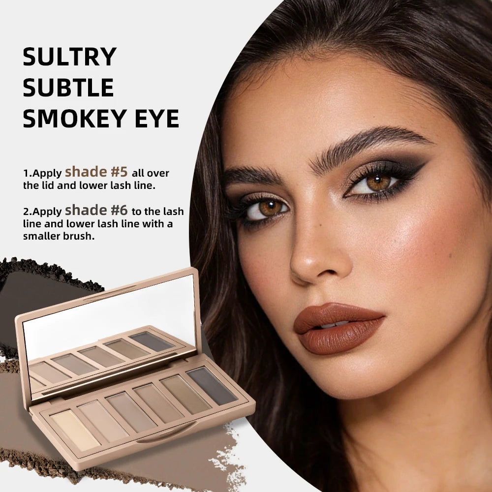 Lakerain 6 Color Eyeshadow Palette Matte Long-Lasting Waterproof Blendable Color High Pigment Nude Party Daily Stage Makeup HIP
