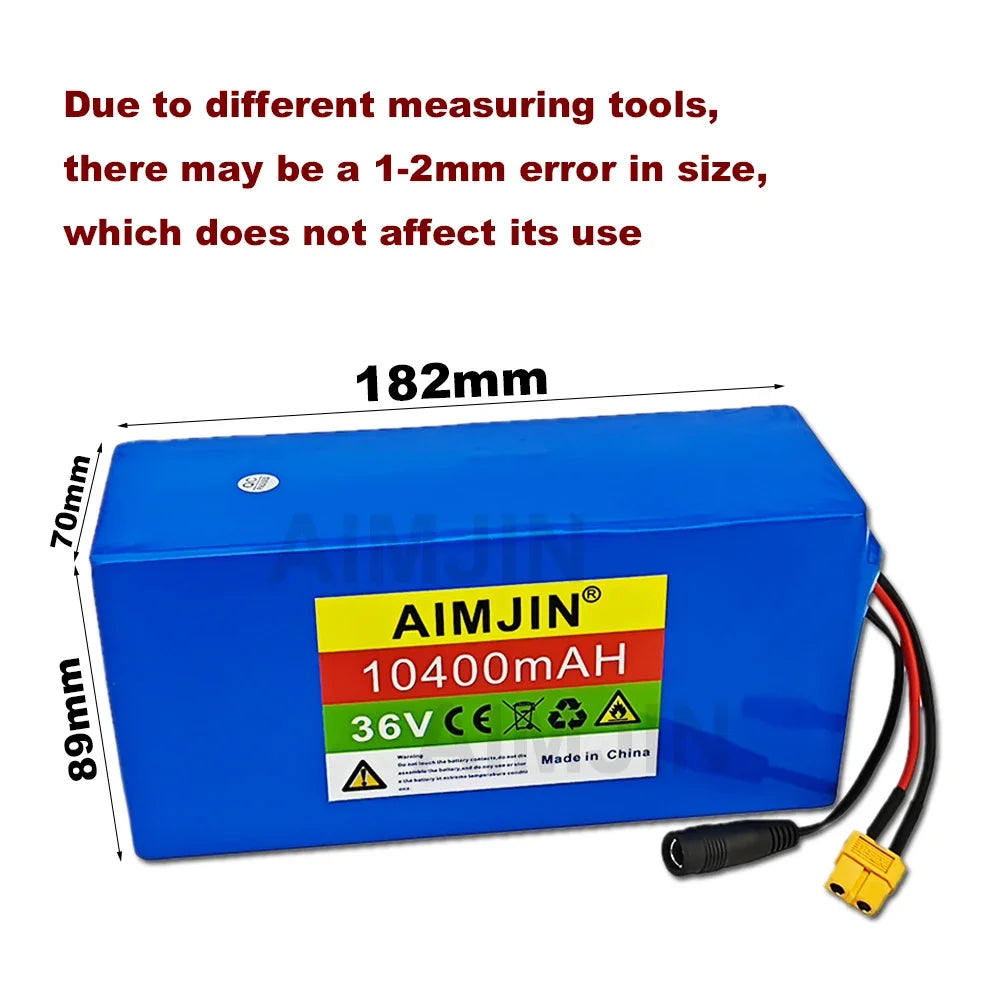 36V 10.4Ah 18650 Lithium Battery 10S4P with BMS for E-Bike E-Bike Battery Pack HIP