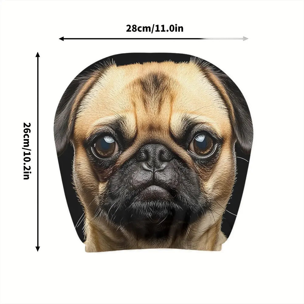 Pug Car Headrest Covers 2-Pack – Washable & Breathable Car Headrest Cover HIP