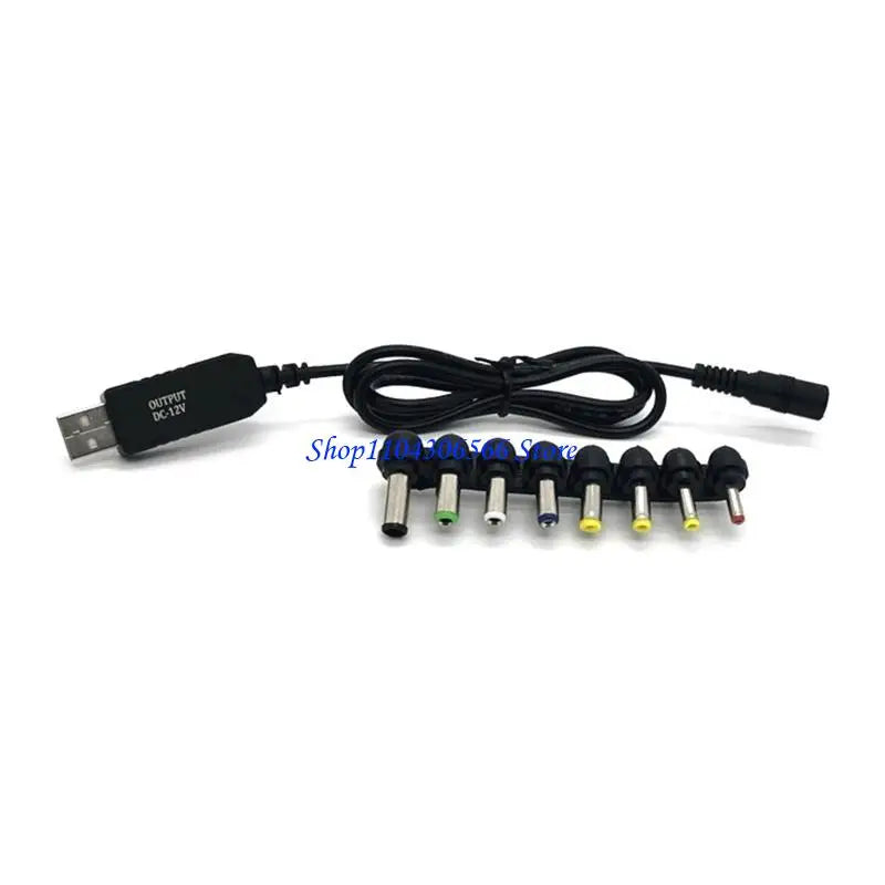 USB to DC 5.5x2.5 Converter Cable – 8 Adapters 5V 9V 12V USB Power Converter Cable HIP