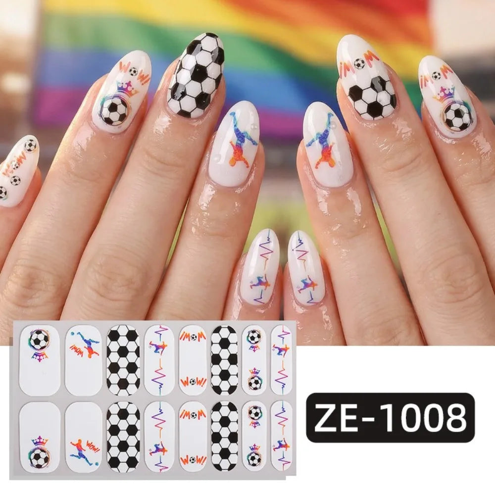 National flag Theme Nail Stickers Self-Adhesive Soccer Nation Decals for Ball Fans DIY Nail Art Decorations Accessorey Eco-frien HIP