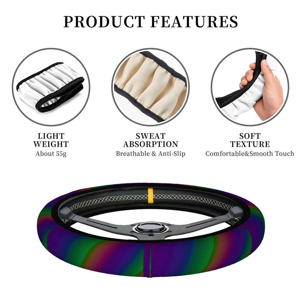 Rainbow Woven Basket Print Car Steering Wheel Cover Steering Wheel Cover HIP