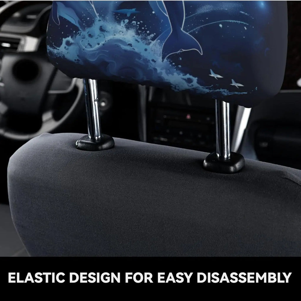 2-Pack Dolphin Moon Car Headrest Covers – Universal Fit Car Headrest Cover HIP