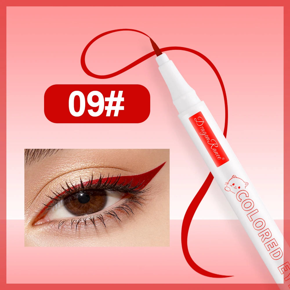 10 Colors Cute Kitten Colored Liquid Eyeliner Pen Quick-Dry Waterproof Eye Liner for Beginners Vibrant Long-Lasting Eye Makeup HIP 09