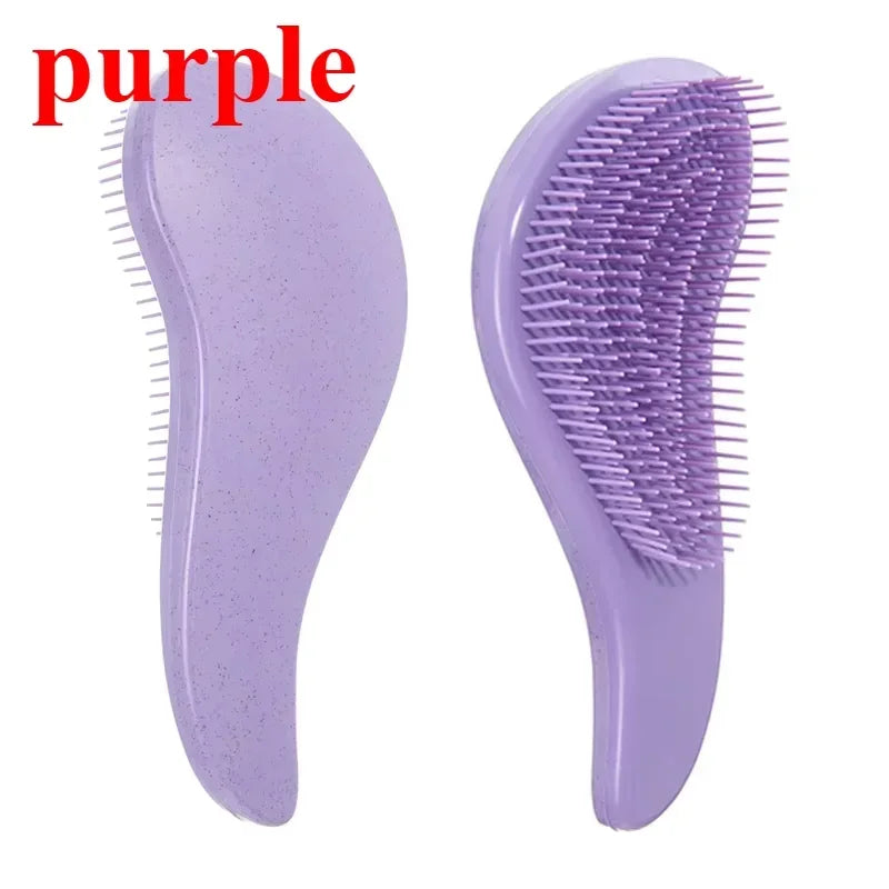 T-Shape Wheat Straw Comb Set – Anti-Static Detangling Hair Comb Set HIP C689-purple 1pcs