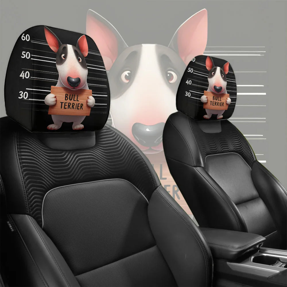 2-Pack Bull Terrier Headrest Covers – Funny Car Interior Decor Car Headrest Cover HIP