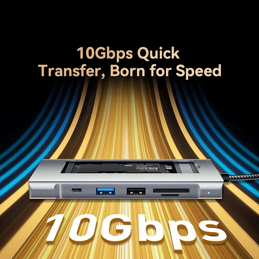 KEBIDUMEI 8-in-1 M.2 NVMe SSD USB-C Docking Station Hub USB-C Docking Station HIP