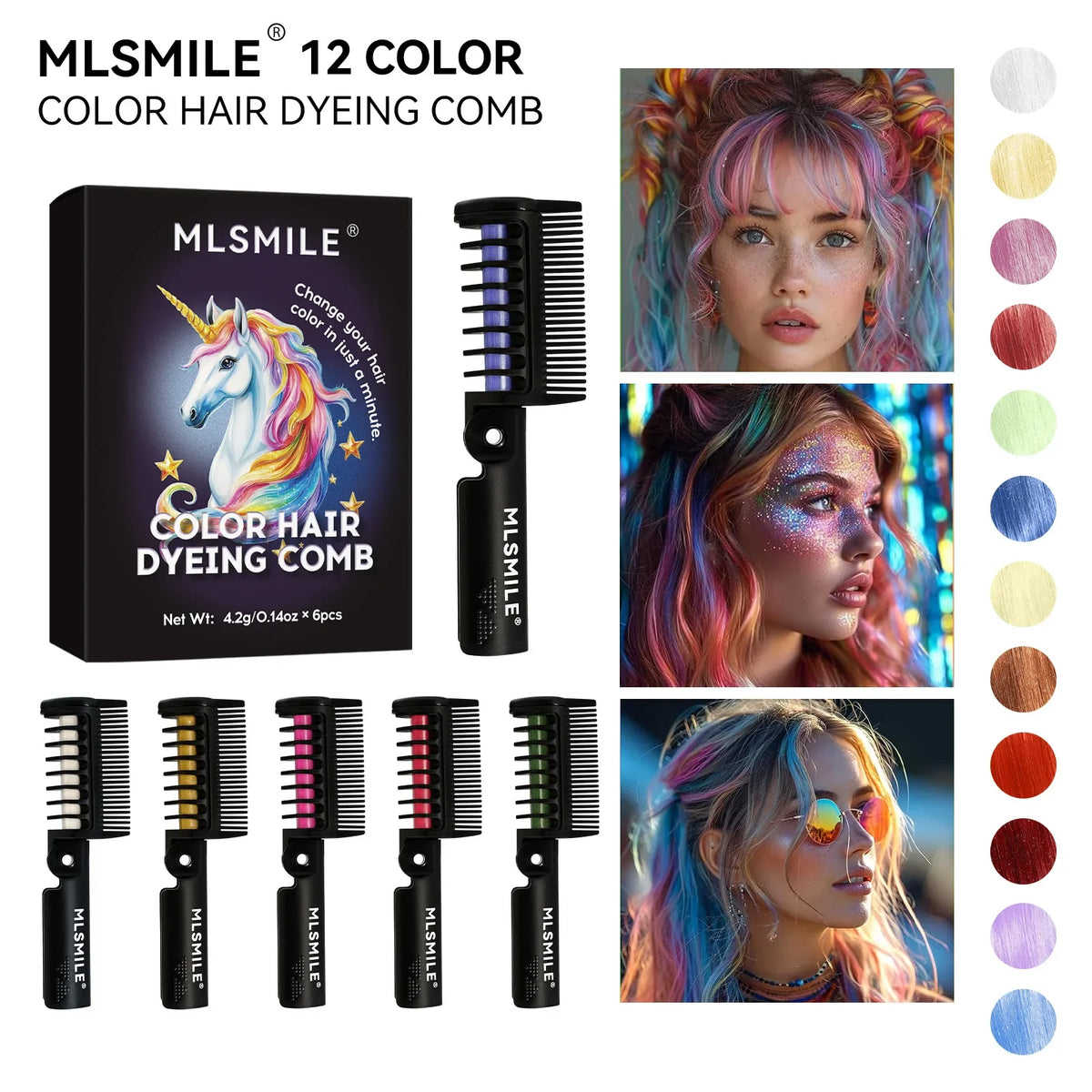 Temporary Hair Color Dye Comb Stick – Washable & No Damage Temporary Hair Dye Comb HIP