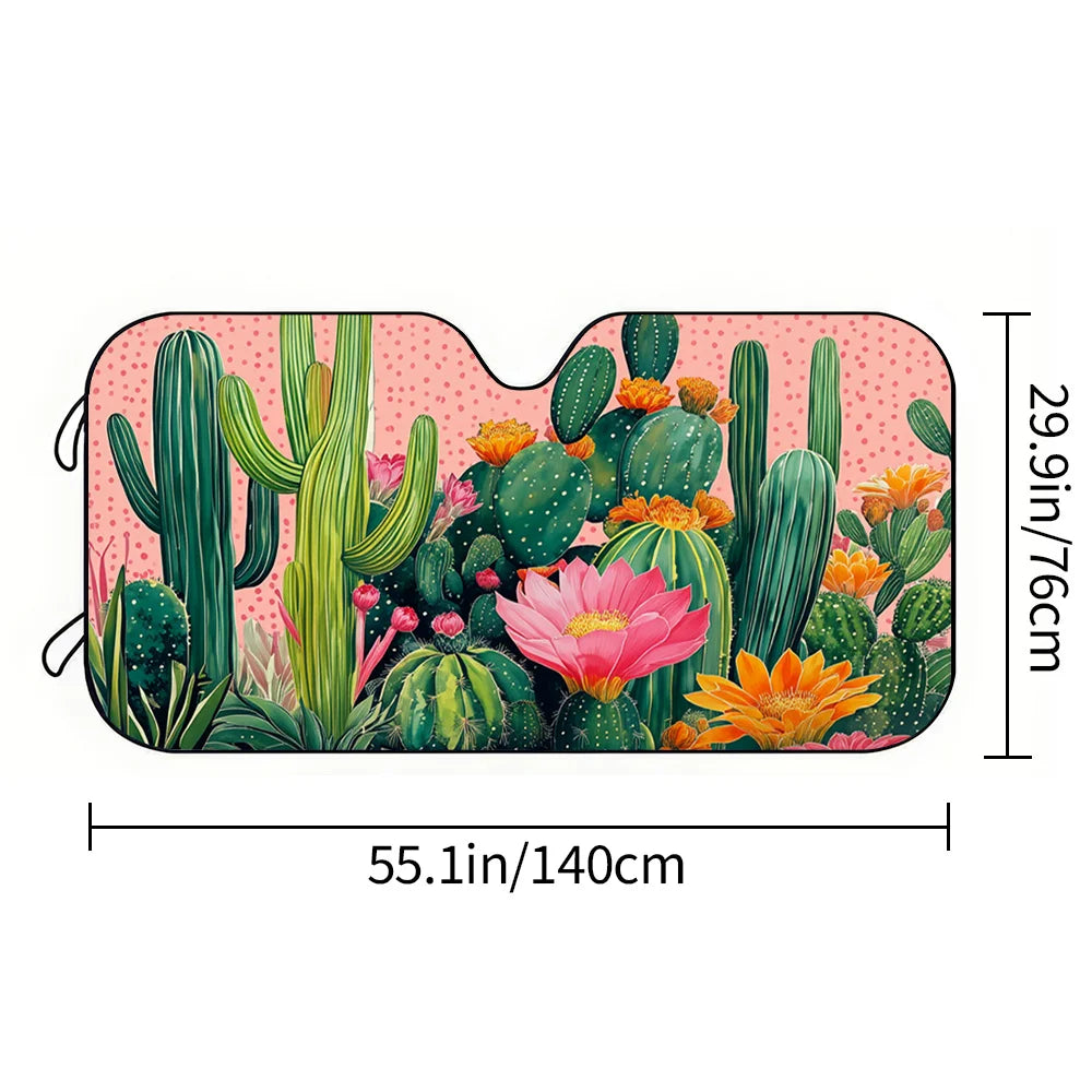 Pink Cactus Flower Car Sun Visor – UV Windshield Sunshade Car Windshield Sunshade HIP