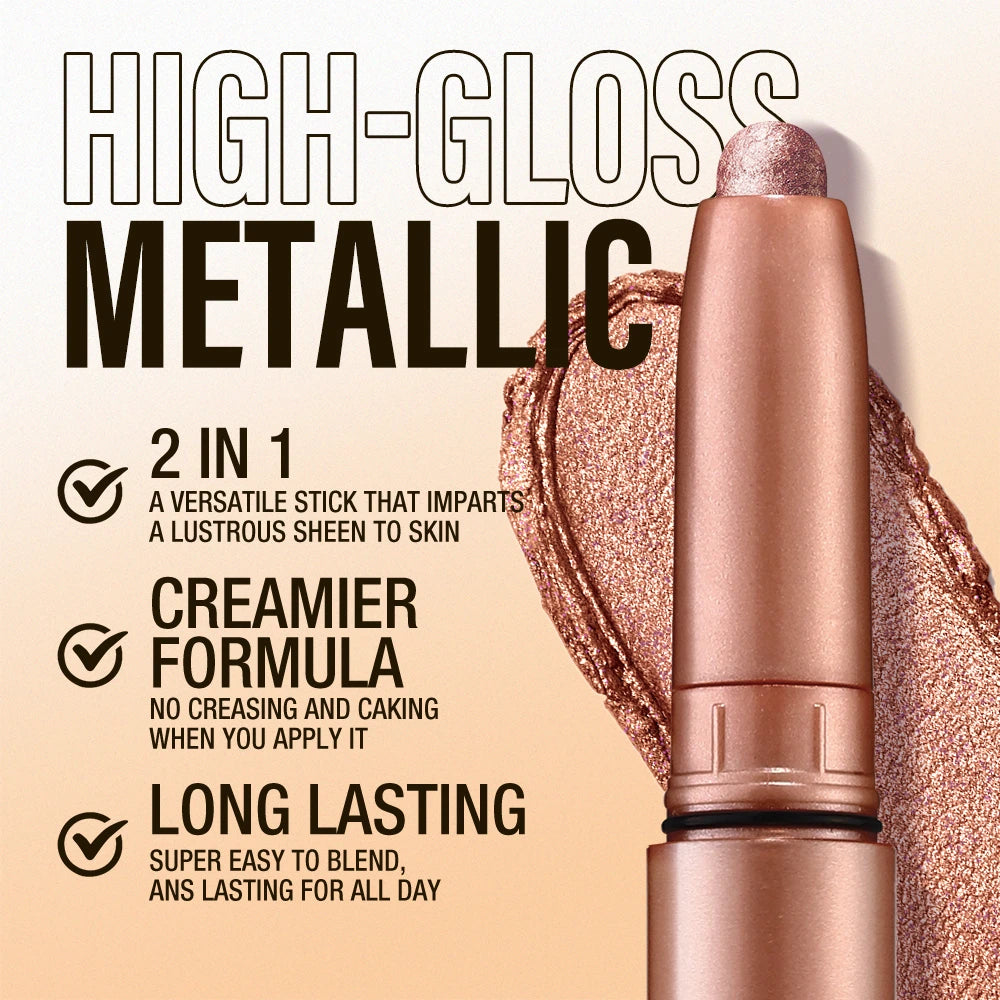 Rose Gold Eyeshadow Pencil Stick Waterproof Pearlescent 20 Colors Metallic Glitter Eye Shadow Highlighter Pen Eye Makeup Tool HIP