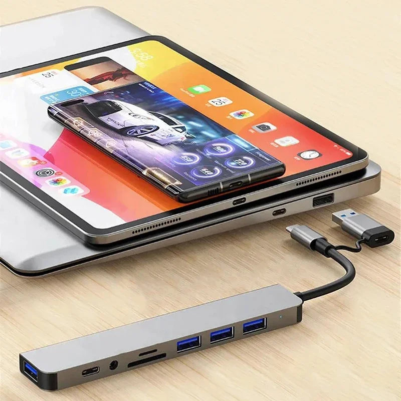 8-in-2 USB-C Hub – 8-Port Dual Host Docking Station USB-C Docking Hub HIP