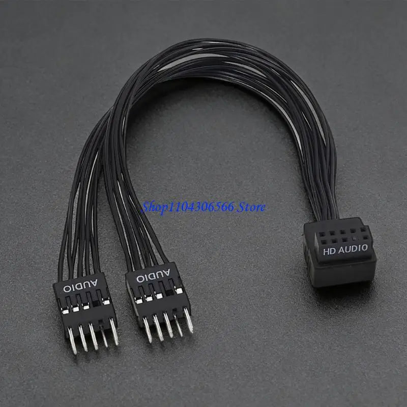 HD Audio 9-Pin Splitter Cable – 90° Dual Port for PC Audio Splitter Cable HIP