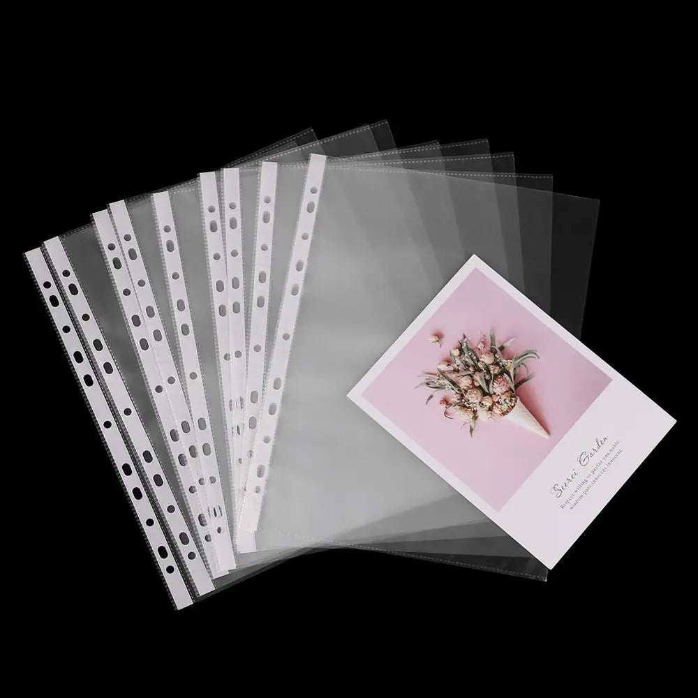 100-Pack A4 Transparent Loose-Leaf File Pockets – 11 Holes Loose-Leaf File Pockets HIP