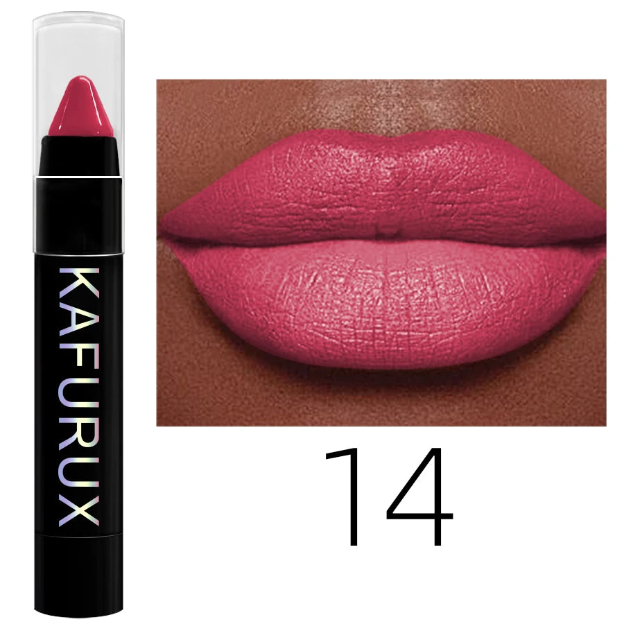 15 Colors Nude Velet Matte Lipstick Pencil Waterproof Long Lasting Red Brown Pink Lip Liner Pen Non-Stick Cup Makeup Lip Tint Pe HIP 14