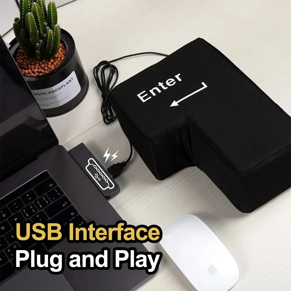 Giant USB Enter Key Desk Toy & Pillow – Office Stress Button Novelty Desk Toy HIP