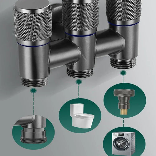 1-In 2-Out Toilet Corner Valve – Double Outlet Shut-Off Faucet Corner Stop Valve HIP