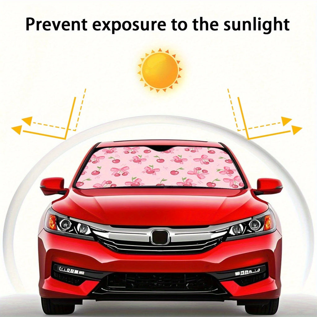 Pink Cherry Foldable Car Sunshade – Universal UV Protection Car Sunshade HIP