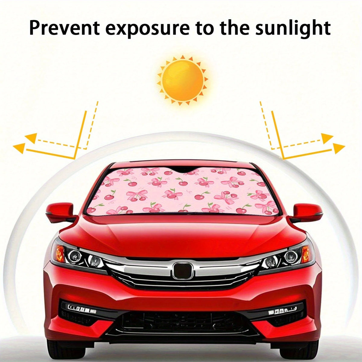 Pink Cherry Foldable Car Sunshade – Universal UV Protection Car Sunshade HIP