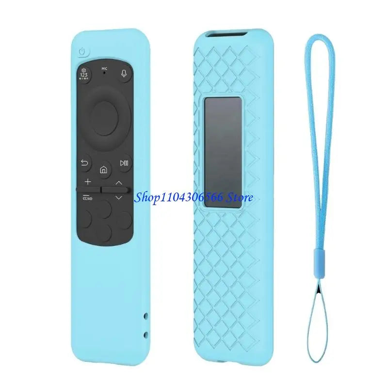 Silicone Case Cover for BN59-01432A Remote + Lanyard Remote Control Cover HIP fluorescent blue CN