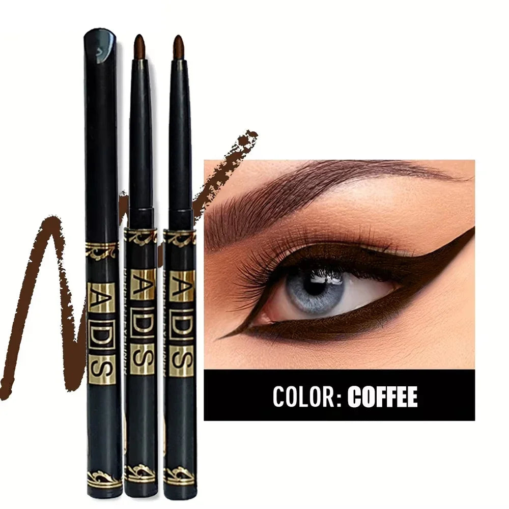 3Pcs Waterproof & Sweat-Proof Black Eyeliner Pencil - Long-LastingSmudge-Proof for Bold Eye Makeup, Easy Glide Formula for Perfe HIP 3Pc Coffee Gel