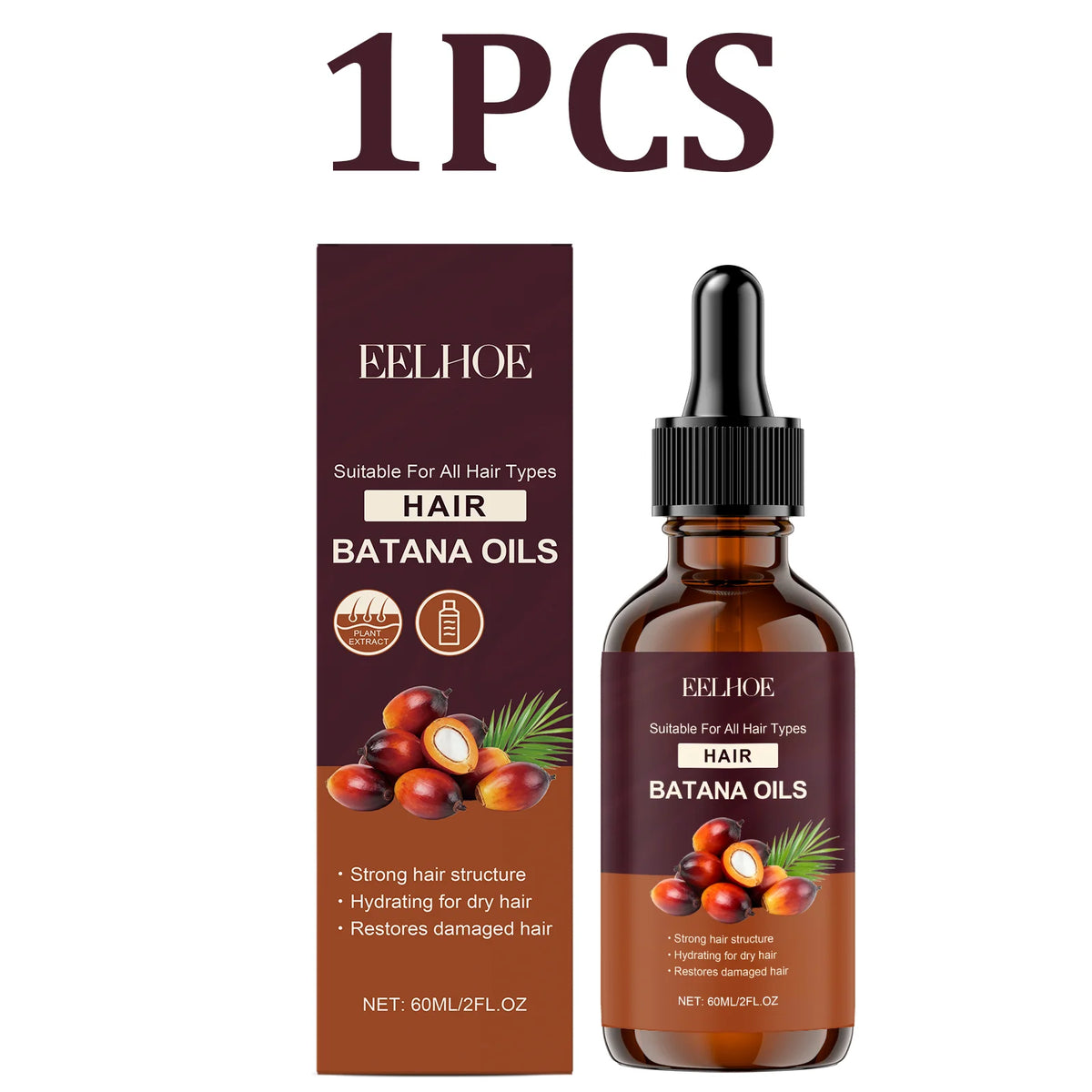 Batana & Rosemary Hair Oil Serum – Frizz Control, 60ml Hair Oil Serum HIP 1PCS