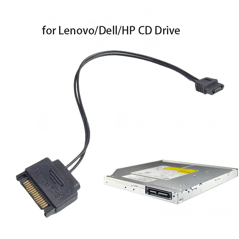 SATA 15-Pin to 6-Pin Power Adapter Cable – HDD & DVD Drive Power Adapter Cable HIP