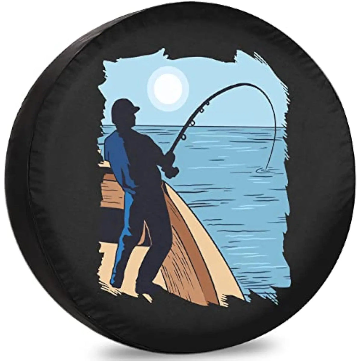 Fishing Man Silhouette Spare Tire Cover – SUV, RV & Trailer Spare Tire Cover HIP Acquiesce 16 in