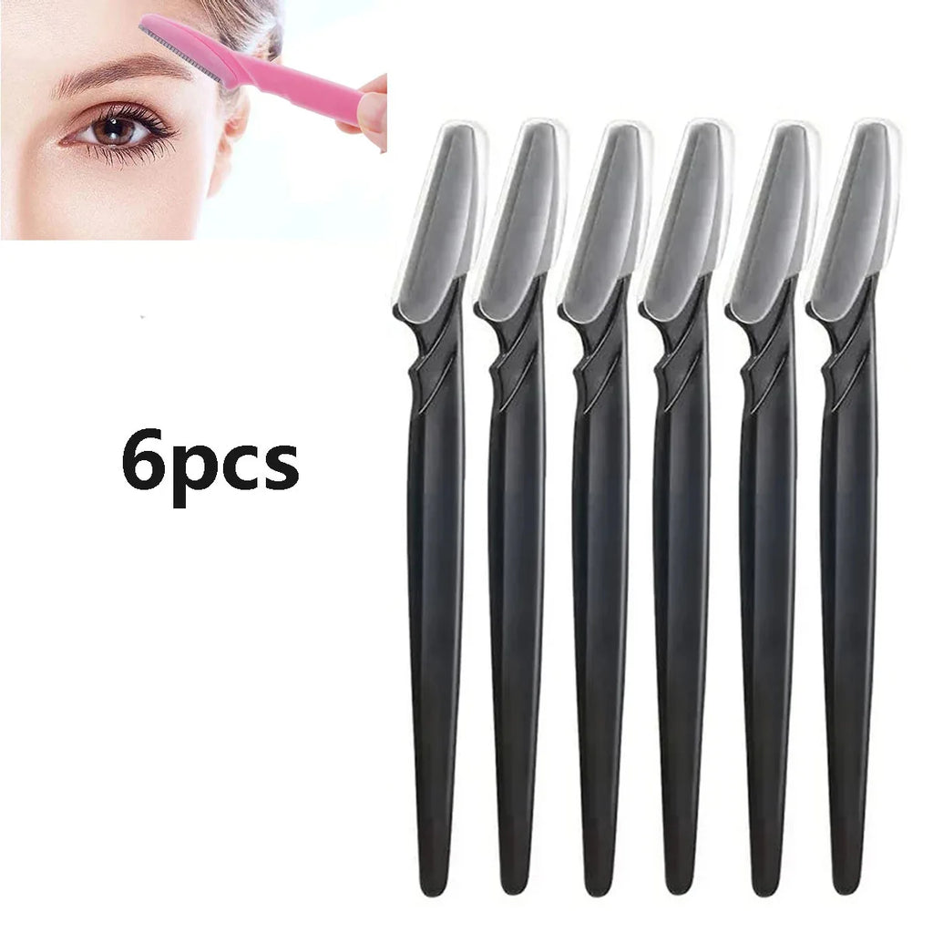 6/12 Pc Portable Eyebrow Trimmer Razors – Face Hair Remover Eyebrow Trimmer Razor HIP C514-black 6pcs