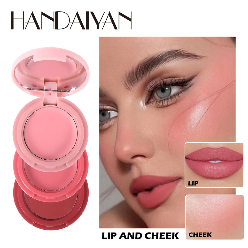 Handaiyan 3-in-1 Matte Blush Palette – Lips, Cheeks & Eyes Cream Blush Palette HIP