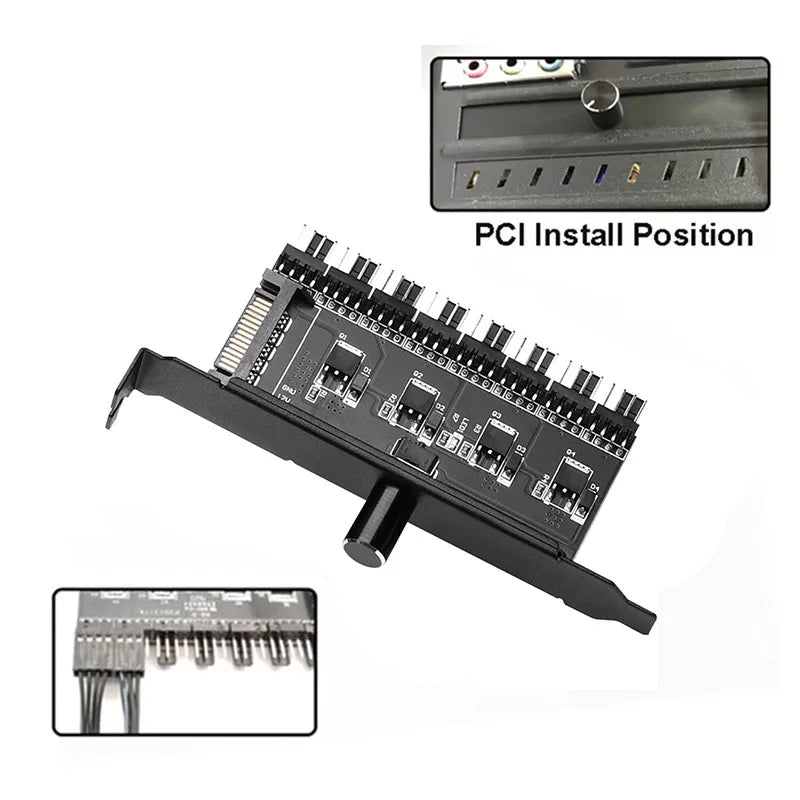 7/8-Channel PC Fan Hub Speed Controller 3Pin 4Pin SATA PC Fan Hub Controller HIP