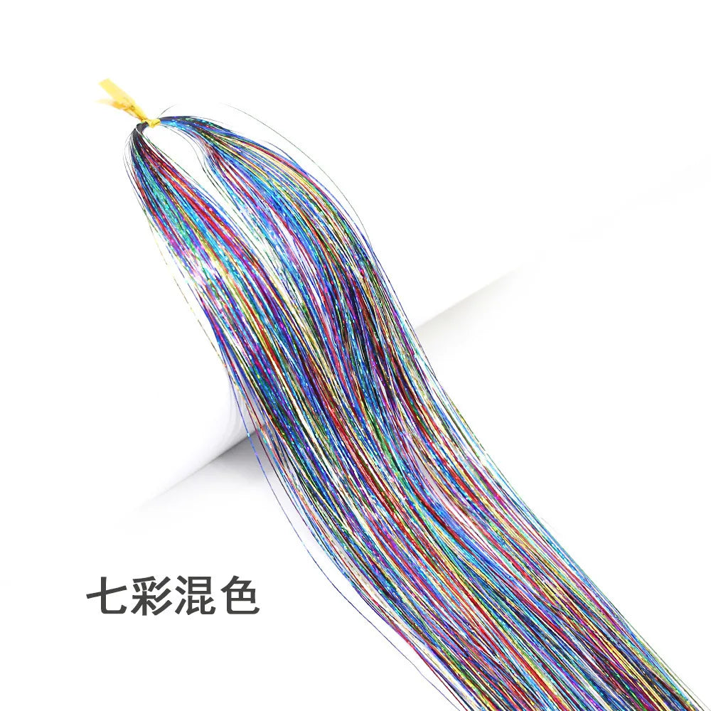 Shiny Sparkle Hair Tinsel Kit Rainbow Women Colorful Glitter Bling Hair Extension Twinkle Hair Dazzles Accessories for Braiding HIP 16