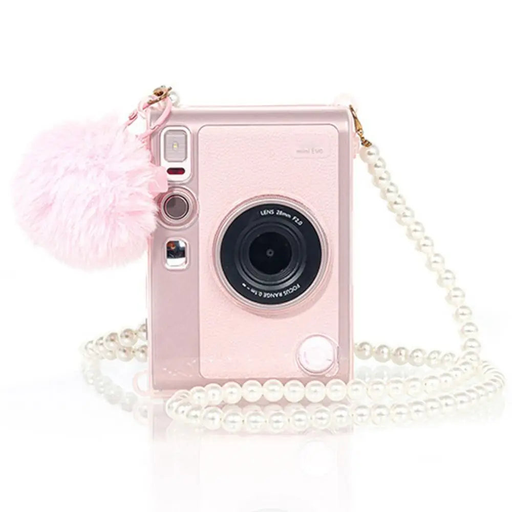 Fujifilm Instax Mini EVO Case – Pink Hard Shell & Pearl Chain Camera Protective Case HIP