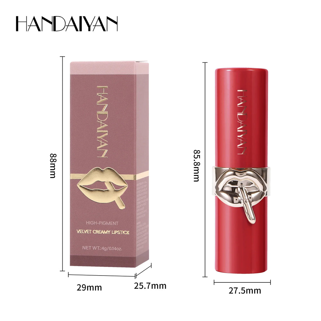 Handaiyan Creamy Velvet Lipstick – 6 Shades, Long-Lasting Velvet Matte Lipstick HIP