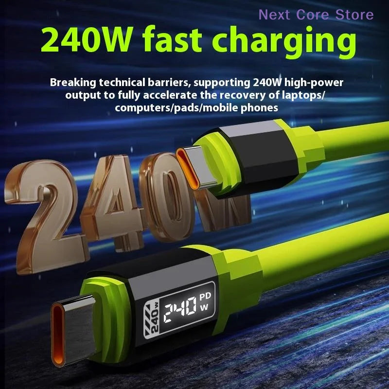 240W USB-C to USB-C Fast Charging Cable 1.5m Power Display USB-C Charging Cable HIP