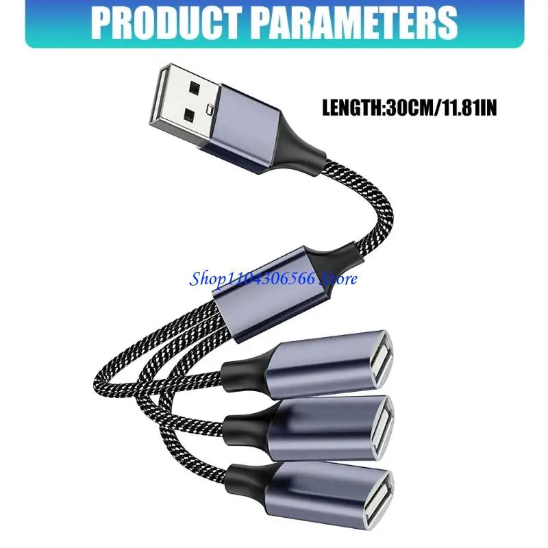 USB 2.0 Extension Cable 1-to-3 Hub | USB-A & USB-C – 30cm USB Extension Cable HIP