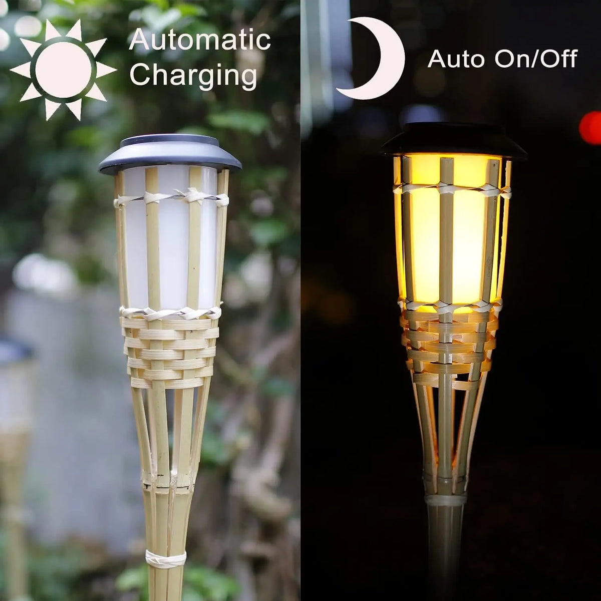 Solar LED Flame Effect Bamboo Garden Torch – IP65 Waterproof Solar Garden Torch HIP